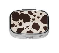 Square Pill Box Cow Fur Print - 2 Compartment Medicine Pill Case, Waterproof, Pocket Pill Organizer Dispenser, Portable for Pocket Or Purse Pill Boxes