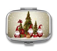 Square Pill Box Merry Christmas Pill Case for Purse & Pocket 2 Compartment Medicine Pill Organizer Portable Travel Pillbox Medicine Vitamin Cod Liver Oil Storage Box