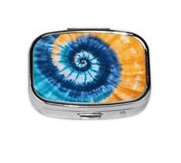 Square Pill Box, Mini Metal Pill Case for Pocket Purse, Abstract Tie Dye Print Small Pill Organizer for Travel, 2 Compartment Pill Holder, 2.2x1.6x0.7in