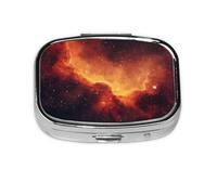 Square Pill Box, Mini Metal Pill Case for Pocket Purse, Galaxy Nebula Stars Twinkling Small Pill Organizer for Travel, 2 Compartment Pill Holder, 2.2x1.6x0.7in