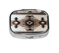Square Pill Box Native - 2 Compartment Medicine Pill Case, Waterproof, Pocket Pill Organizer Dispenser, Portable for Pocket Or Purse Pill Boxes