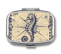 Square Pill Box Old Nautical Chart Style Pill Case for Purse & Pocket 2 Compartment Medicine Pill Organizer Portable Travel Pillbox Medicine Vitamin Cod Liver Oil Storage Box