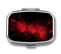 Square Pill Box Portable Holder Organizer Pill Case Mini Metal Medicine Box Explosion Burst Red Black Printed Medicine Pill Dispenser Double Compartment for Pocket Or Purse