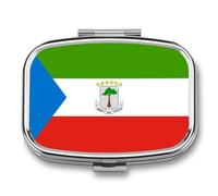Square Pill Box, Republic of Equatorial Guinea Flag Printing Small Pill Case with Mirror Portable Metal Medicine Container Vitamin Organizer for Purse Pocket Travel Gift