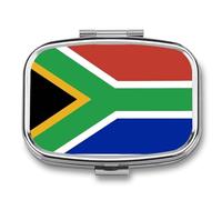 Square Pill Box, Republic of South Africa Flag Printing Small Pill Case Portable Metal Medicine Container Vitamin Organizer for Purse Pocket Travel Gift