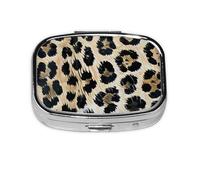 Square Pill Box with 2 Compartment Medicine Case, Portable Travel Pill Case for Pocket or Purse, Rough Leopard Print