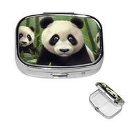 Square Pill Case for Purse or Pocket 2 Compartment Medicine Pill Box Portable Small Pill Organizer Cute Panda Pillbox Travel Medicine Vitamin Cod Liver Oil Storage Box