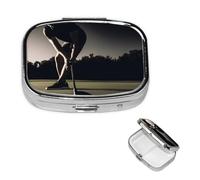 Square Pill Case for Purse or Pocket 2 Compartment Medicine Pill Box Portable Small Pill Organizer Golf Fitness Pillbox Travel Medicine Vitamin Cod Liver Oil Storage Box