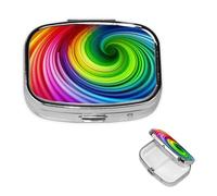 Square Pill Case for Purse or Pocket 2 Compartment Medicine Pill Box Portable Small Pill Organizer Rainbow Spiral Pillbox Travel Medicine Vitamin Cod Liver Oil Storage Box
