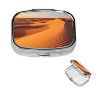 Square Pill Case for Purse or Pocket 2 Compartment Medicine Pill Box Portable Small Pill Organizer Sand Dunes in The Sahara Desert Pillbox Travel Medicine Vitamin Cod Liver Oil Storage Box