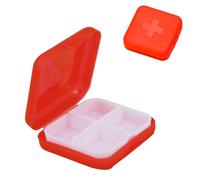 Square Pill Organizer Clear Segmented Click Close Ring Case