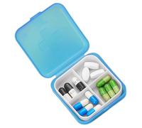 Square Pill Organizer | Daily Pill Box Organizer - Four-Compartment Medicine Box, Close Portable Container Clear for Pocket Medicine Supplements Travel