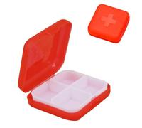 Square Pill Organizer, Pill Organizer,Travel Daily Pill Box Organizer - Travel Pill Organizer, Medicine Organizer Box, Portable Four Compartment Clear Snap Close Pill Container for Pocket, Handbag
