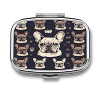 Square Pill Organizer Small Pill Box I Love French Bulldog Pill Case for Pocket Purse Travel Pill Container Daily Portable Medicine Vitamin Container for Vitamins Fish Oil and Supplements