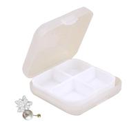 Square Pill Organizer,Travel Daily Pill Box Organizer | Four-Compartment Medicine Box, Clear Daily, Close Ring Case for Fish Oils, Travel, Purse