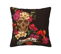 Square Pillow Case, Floral Sugar Skull Day of The Dead Cushion Covers 45cm x 45cm, Home Decor Pillowcase(only pillowcase,no pillow core)