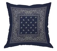 Square Pillow Cover Bandana Southwestern - Pai-Sley Boho Mandala Flower - Navy Blue Cushion Cover Fashion Cushion Case Abstract Throw Pillow Case 45X45Cm For Bedroom Car Decor Sofa Chair
