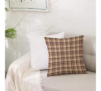 Square Pillow Covers 50x50cm,Tan and Brown Old Fashioned Check Plaid Pattern Scottish Tartan Inspir,Decorative Polyester Cushion Covers with Invisible Zipper, Pillowcases for Living Room Sofa Bedroom