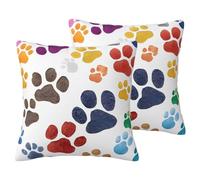 Square Pillow Covers Set Of 2, Colorful Dog Pillowcase, Breathable Reversible Linen Cushion Covers For Sofa Bed Decor, Wrinkle-Resistant Throw Pillow Cases For Living Room Decorative, 18"X18"
