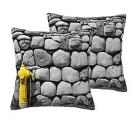 Square Pillow Covers Set Of 2, Pebble Stone Pillowcase, Breathable Reversible Linen Cushion Covers For Sofa Bed Decor, Wrinkle-Resistant Throw Pillow Cases For Living Room Decorative, 22"X22"