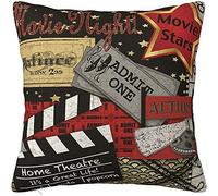 Square Pillowcase Home Theatre Ticket Admit One Movie Throw Pillow Case Soft Pillow Cover Luxury Cushion Case 45X45Cm For Garden Bench Office