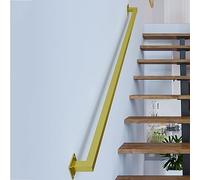 Square Pipe Stair Handrail, Black/Gold/White Galvanized Industrial Metal Iron Hand Rail for Indoor and Outdoor Wall Mount Support, Wall Hand Railing,Safety Handle, Steps Baluster(Gold,6ft/180cm)