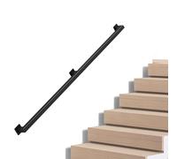 Square Pipe Stair Handrail for Indoor/Outdoor Steps, Wall Mount Decking Railings, Black Metal Iron Staircase Hand Rail(16.4ft/500cm)
