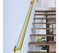 Square Pipe Staircase Handrail Decoration, 1ft-20ft Stair Railing Indoor, Hand Rails for Indoor Stairs Black Metal Industrial Pipe Wall Handrail, Safety Handle, Steps Bal,Gold 15 F
