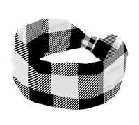 Square Plaid Scottish Pattern White Black Women's Wide Hairbands, Soft Turban Headband, Non Slip Head Wraps, Elastic Sweat Yoga Workout Headband Cross Knotted Hairwrap Bandana