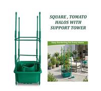 Square Plant Halo Grow Bag Watering System Kit Tomato Planter Support Tower 6X