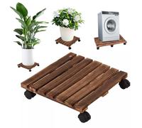 Square Plant Roller with Wheels Outdoor Plant Caddy Wooden Garden Plant Cart Indoor/Outdoor Flower Pot Stand 30x60CM Versatile Plant Support for Easy Mobility