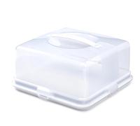 Square Plastic Cake Box with Lockable Lid & Carry Handles White Large Cake Carrier Storage Container for Cakes, Serving Pies, Cookies and Desserts
