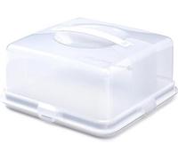 Square Plastic Cake Box With Lockable Lid & Carry Handles White Large Cake Carrier Storage Container For Cakes, Pies, Cookies & De