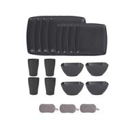 Square Plastic Dinnerware Set,Reusable Bowls Plates Cups,Unbreakable Colorful Dinner Dishes,Microwave Dishwasher Safe,Large Capacity,for Home Camping Picnic Party (Dark Gray, 16 Piece Set)