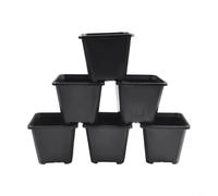 Square Plastic Nursery Pots 8.8cm Black Pack of 20 with Drainage Holes