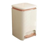 Square Plastic Trash Can 9 12L with Lid Double Opening & Pedal Integrated Pressure Ring Ideal for Living Room Bedroom Kitchen & Bathroom Beige