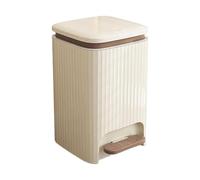 Square Plastic Waste Bin with Lid 9 12 Litres Double Opening Pedal Bin with Integrated Pressure Ring for Living Room Bedroom Kitchen & Bathroom Beige Color