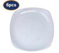 Square Plate 22.5Cm Ceramic White Dessert Salad Side Lightweight Dinnerware 6Pcs