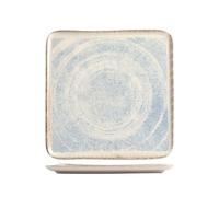 Square Plate In Stoneware Sky 26Cm, Blue And Brown, H&H