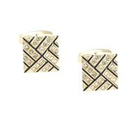 Square Plated Gold Metal-Alloy Cufflinks with Rhinestones French Cufflinks for Men