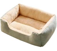 Square Plush Pet Bed Sofa Kennel Cushion, Green, 45x30cm | Warm & Thick, Washable, for Small & Medium Pets, Cats & Dogs
