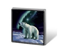 Square Polar Bears Lapel Pin Metal Brooch Personalized Novelty Pin Cute Button Badge Safety Pin Fashion Jewelry Accessories Gift for Clothes Hat Backpack Bag