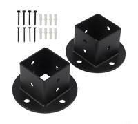 Square Post Mounting Bracket Kit for 2x2 Lumber or Tubing Base Anchor with Pre-Drilled Holes Heavy Duty Deck Railing Flange Supports for Pergolas