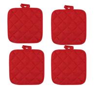 Square Pot Holders 4Pcs 7x7" Red Pot Holders Rhombus Pattern Hot Pads with Hanging Loop Washable Reusable Heat-Insulated Cotton for Kitchen Red