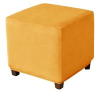 Square Pouf Cover - Elastic Bottom Ottoman Protector for Living Room Decor | Velvet Fabric - Small Size Stylish & Functional Decorative Accessory