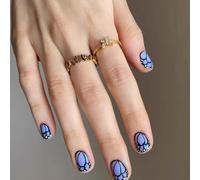 Square Press On Nails Butterfly Fake Nails Glues On Artificial Acrylic 12 Size 24pcs Stick Women Press Nail Coffin Almond French Tip Nail
