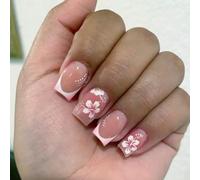 Square Press On Nails Colourful Fake Nails Glue On Artificial Acrylic 12 Sizes 24 Pieces Stick Design False Nail
