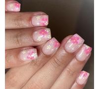 Square Press On Nails Designs Fake Nails Stick On In 12 Sizes 24 Pcs French Tips For DIYS Decorations Acrylic Glues Nail For Women Clear