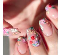 Square Press On Nails Designs Fake Stick On In 12 Sizes 24 Pcs French Tips For DIYS Decorations Design False Nail