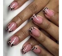 Square Press On Nails Fake Nails Leopards Glues On Nails Artificial Acrylic Nails 12 Size 24pcs Stick On Nails For Women